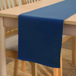 Encasa XO Table Runner Größe 32x230 cm | Baumwoll -Leinwand Stoff | Kobalt Solid Color | Waschbarer und dauerhaft