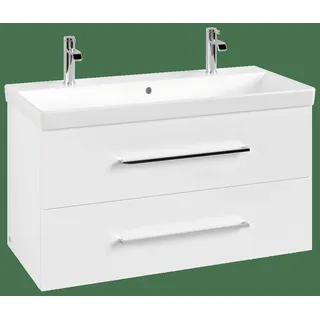 Villeroy & Boch Avento Waschtischunterschrank, 2 Auszüge, 980x514x484mm, Griff chrom Glanz, A89200VE, Farbe: Brilliant White