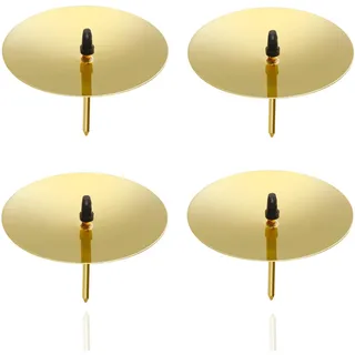 4X Adventskranzstecker 5 cm Kerzenhalter - universell für Kerzen - Kerzenteller mit Dorn - Kerzenstecker für Adventskranz Weihnachten Adventskranzhalter mit Dorn (Gold)