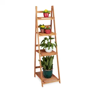Relaxdays Blumentreppe 161 x 41 x 50 cm Braun
