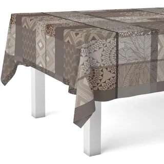 Martina Home Tischdecke, Wachstuch, Pompe, Braun, 140, rund