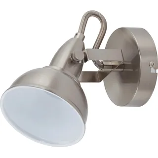 Briloner – Wandstrahler mit dreh-und schwenkbarem Spot im retro / vintage Design, Wandleuchte, Metall, Satin-weiß