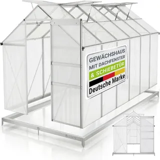 Juskys Gewächshaus Aluminium Silber HKP 7 mm 7,20 m2