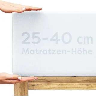 Wolkenfeld Spannbettlaken Baumwolle-Lycra-Jersey-Elasthan 90 x 200 - 140 x 200 - 160 x 200 - 180 x 200 - 200 x 220 cm weiß