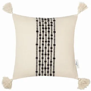 Tom Tailor Kissenhülle , Naturfarben, Schwarz , Textil , Streifen , 40x40 cm , hochwertige Qualität , Heimtextilien, Bezüge, Kissenbezüge