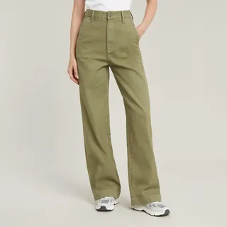 G-STAR Chinohose "Deck 2.0 High Loose Chino wmn" mit Paspeltaschen, ensis grün gd