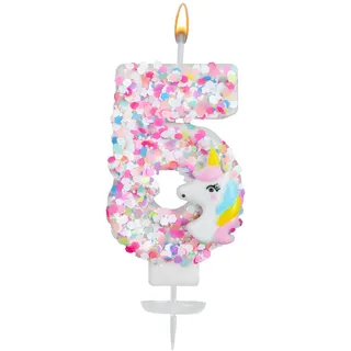 Zahlenkerze Einhorn, Glitzer Pailletten Geburtstagskerzen Zahlen Kuchenaufsatz Einhorn Geburtstagsdekoration für Mädchen Babyparty Themenfeiern (5)
