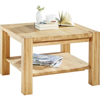 Linea Natura Couchtisch , Eichefarben , Holz , Wildeiche , massiv , quadratisch , eckig , 70x45x70 cm , Wohnzimmer, Wohnzimmertische, Couchtische, Couchtische eckig