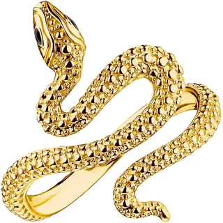 Fingerring THOMAS SABO "Schlangen-Optik Tempting Romance" Gr. 60, schwarz (gelbgoldfarben, schwarz), Fingerringe, Damen, 60, Silber 925 (recycelt), 2,7mm, Fingerring