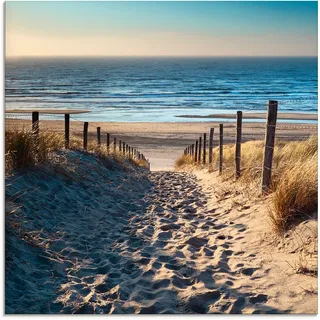 Artland Glasbild »Weg zum Nordseestrand Sonnenuntergang«, Strand, (1 St.), in verschiedenen Größen, beige