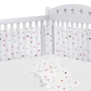 Aolso Bettumrandung Babybett, 2 Stück Nestchen für Kinderbetten Kantenschutz Baby Babybett, Atmungsaktive Polsterung, Rausfallschutz für Babybett,Abnehmbar -340cmx30cm + 160cmx30cm(Dreieck)