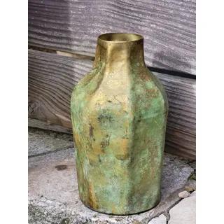 Metallvase Palla, flaschenförmig, antik grün
