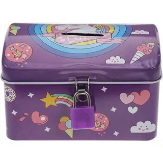 STOBOK Einhorn Spardose Mit Schloss Und Schlüssel Metall Sparschwein Für Kinder Mädchen Jungen Münzbank Geldbox Für Geburtstag Und Geschenk 5.12X3.15X3.03 Zoll