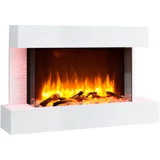 Elektrokamin , Weiß , Metall, Holzwerkstoff , 100x63x24 cm , Fernbedienung, Flammeneffekt separat schaltbar, Überhitzungsschutz, Thermostat, Dimmer , Elektrogeräte, Heizgeräte, Elektrokamine