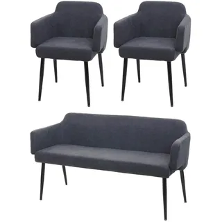 Mendler Esszimmerstuhl HWC-L13 Polyester anthrazit 2er Set