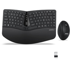 Perixx Periduo-606 Kompakt-Tastatur-Set, ergonomisch, kabellos, vertikal, tragbar, mit Verstellbarer Handgelenkstütze und Membran-Tasten, Low Profile, spanisches Layout