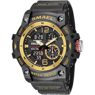 Digitaluhr für Damen mit Wecker,Stoppuhr,LED Licht,Datum-Casual Armbanduhr mit Silikonarmband - Schwarz, Gold