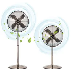 UFESA Michigan Standventilator Oszillierend, 50W, 3 Geschwindigkeiten, Höhenverstellbar, 4 Blätter 40cm, Metallic-Design