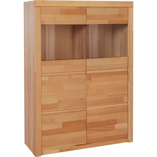 Home Affaire Highboard Silkeborg, schöne grifflose Optik, teilmassiv braun