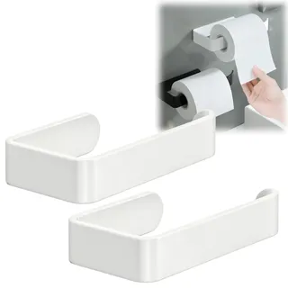 2 Stück Toilettenpapierhalter Weiß Ohne Bohren, Selbstklebender Toilettenpapierhalter, Klorollenhalter Weiß, Selbstklebende Klopapierhalter, WC Papierrollenhalter, Platzsparend,Leicht Zu Reinigen
