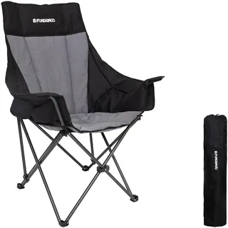 FUNDANGO Campingstuhl Faltbar 150 kg Belastbar, Camping Stuhl Ultragroß mit Hochlehner, Bequem Gepolster Klappstuhl Camping für Garten Outdoor Angeln, Faltstuhl Camping Anglerstuhl Gartenstuhl