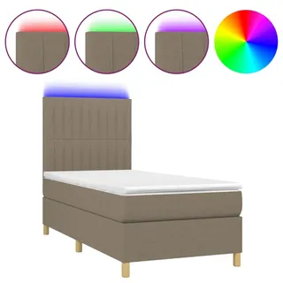 vidaXL Boxspringbett mit Matratze & LED Taupe 90x200 cm Stoff - Taupe