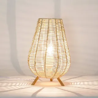 Licht-Erlebnisse Tischleuchte Korb 34,5 cm Modern Boho NATHYE Nachttisch Lampe