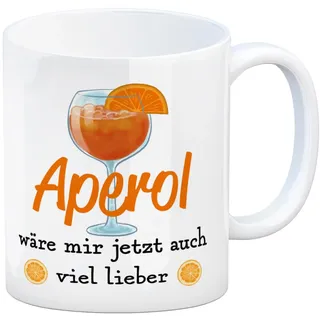 Cocktail Kaffeebecher mit Spruch Aperol wäre mir jetzt auch viel lieber eine bunte Tasse für die Arbeit lustiger Alkohol Motiv Kaffeetasse Frauen witzige Bürotasse