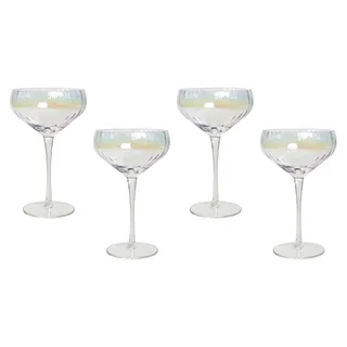 BELIANI Champagnerschalen 4er Set Transparent Schimmernd Geriffelt 300 ml 30 cl Fassungsvermögen Mundgeblasen Sektschalen Sektgläser Cocktailgläser - Transparent