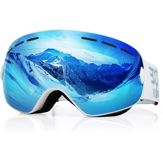 EXP VISION Snowboard Skibrille für Herren Damen Jugend, 100% UV400 Schutz Anti Beschlag über der Brille Winter Schneebrille mit sphärischer abnehmbarer Scheibe (Traum blau)