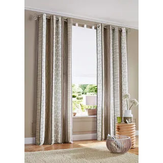 Vorhang MY HOME "Gosen" Gr. 4, grau (grau, braun), B:140cm H:245cm, Microfaser, Polyester, Gardinen, Vorhang, Gardine, 2-er Set, Fertiggardine, Längsstreifen, Topseller