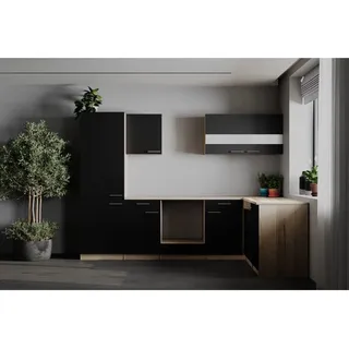 Respekta Winkelküche L-Form 280 cm Schwarz