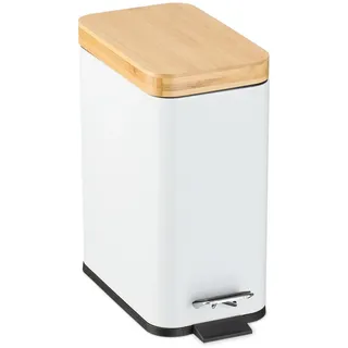 Relaxdays Mülleimer , Weiß , Metall, Holz, Kunststoff , 14x29.5x29 cm , Haushalt & Kleinelektro, Reinigung, Mülleimer & Abfallsammler