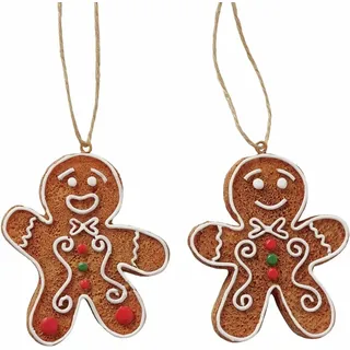 Boltze Weihnachtsanhänger Ginger 6,5 cm x 1 cm x 7 cm Braun 2-fach sortiert