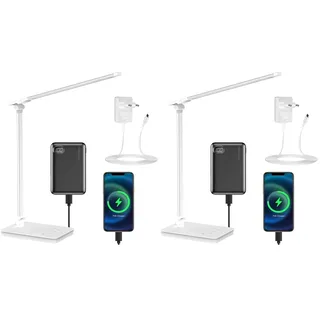 Schreibtischlampe LED Dimmable Tischlampe 5 Colours and 10 Brightness Levels Eye-Friendly Bedside Lamp Desk Lamp Tischlampen USB-Anschluss für Aufladung des Smartphones Leselicht für Leser, Kinder