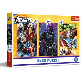 Trefl Avengers, Actionreiche Tage - 3 x 80-teilige Puzzle