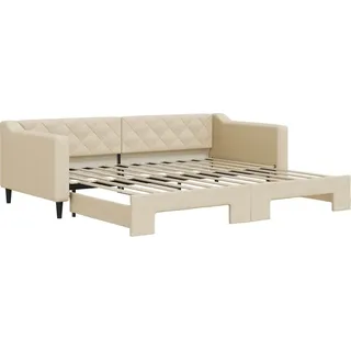 vidaXL Tagesbett Ausziehbar Creme 90x200 cm Stoff - Creme