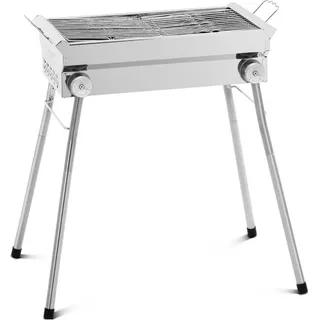 Expondo Royal Catering Holzkohlegrill - klappbar - 43 x 25 cm - Edelstahl / verzinkter Stahl - - Silber