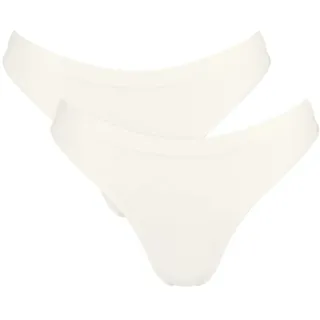 Tanga SLOGGI "GO Sense", Damen, Gr. XS, weiß (silk weiß), Single Jersey, Obermaterial: 88% Modal, 12% Elasthan, figurbetont, Unterhosen Tanga, Modalmix, nahtlos, flacher Saum, elastisch, weich