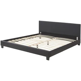 Corium Doppelbett Albacete Polsterbett 160x200cm Bettgestell Bett Lattenrost Schwarz - Schwarz