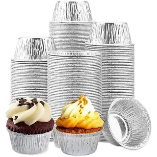 Kafei Aluschalen 150 Stück Rund Aluminiumschale Grill Tropfschalen Grillschale Aluminium Auflaufform Einweg Schalen aus Aluminiumfolie für Backen, Kochen, Klein Behälter