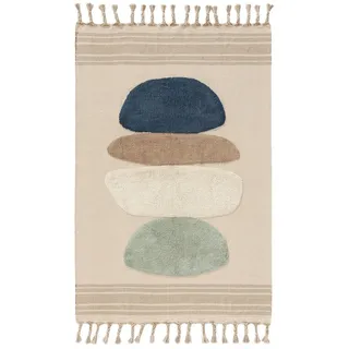 benuta pop Baumwollteppich Gibson Blau 120x170 cm - Moderner Kurzflor-Teppich für Fußbodenheizung geeignet, Teppiche Böden, Teppiche