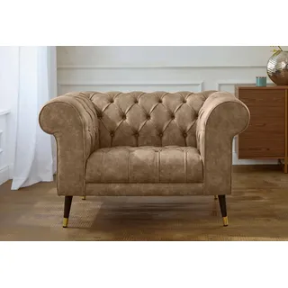 Home Affaire Loveseat Tinnum Chesterfield Luxus-Mikrofaser 121 x 77 x 87 cm Braun