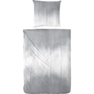 Primera Mako-Satin-Bettwäsche Ebbe & Flut Grau 135 x 200 cm + 80 x 80 cm