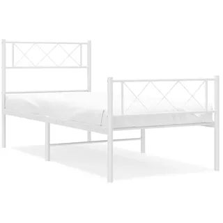 vidaXL Bettgestell mit Kopf- und Fußteil Metall Weiß 90x200 cm - Weiß
