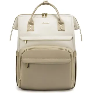 LOVEVOOK Laptop Rucksack Damen 17 Zoll, Groß Schulrucksack Teenager Arbeitsrucksack Business Rucksack Lehrertasche, Rucksack Handgepäck 40x30x20 Für Reise Uni Schule, Beige Khaki