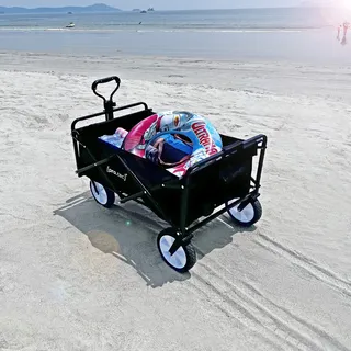 Bollerwagen ‘Stenlille’ faltbar 84 x 55 cm max. 80 kg Schwarz - Schwarz