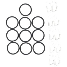 Bild Gardinenringe für Gardinenstangen mit Ø 19 mm, Mit Gardinenhaken (Faltenlegehaken), 10 Stück, Metall, Schwarz-matt