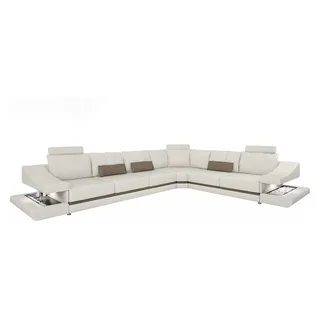 Wohnzimmer Ecksofa Schlafsofa Moderne Design Sofas Couchs Möbel Leder L-Form Neu - Weiß