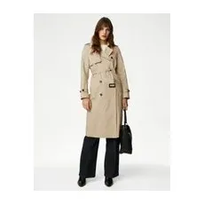 Womens M&S Collection Petite Cotton Rich Double Breasted Trench Coat - Buff, Buff - 8
